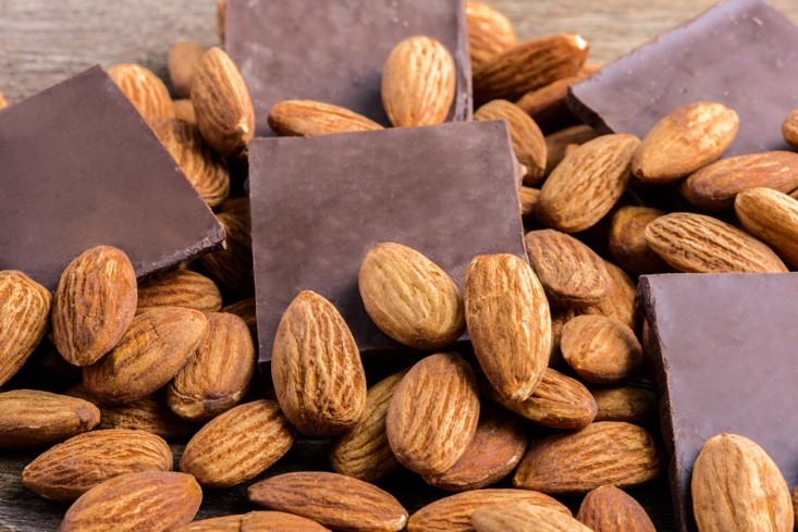 dark chocolate and almonds